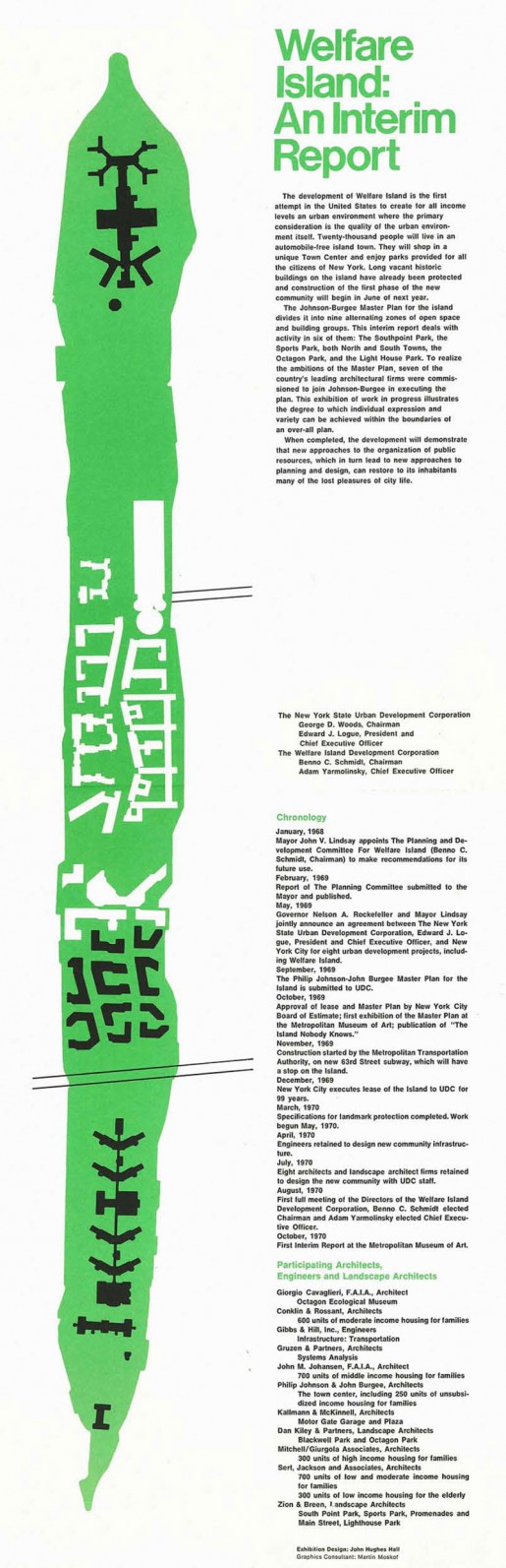 Welfare Island: An Interim Report, exhibition brochure, New York State Urban Development Corporation & Welfare Island Development Corporation, 1970.
